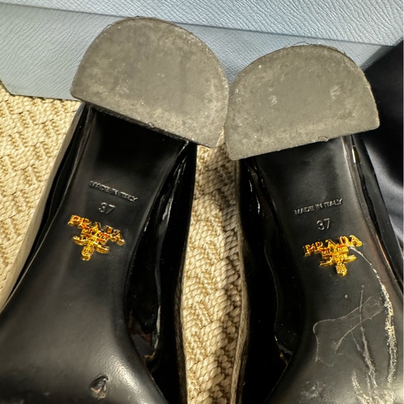 Prada Black Patent Round Toe Pumps - Picture 8 of 10